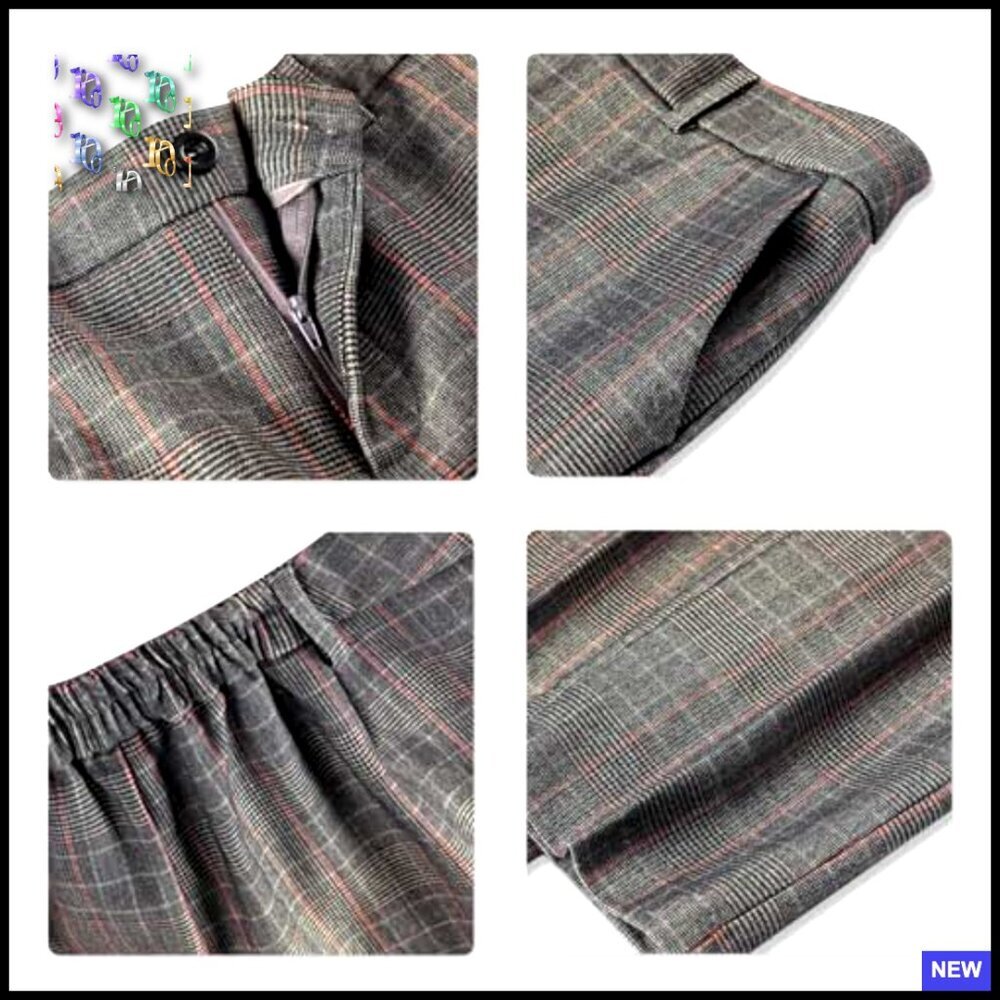 Vintage Plaid Suit Set Two Piece Blazer Pants Classic Elegant Office Wear - Picture 7 of 7